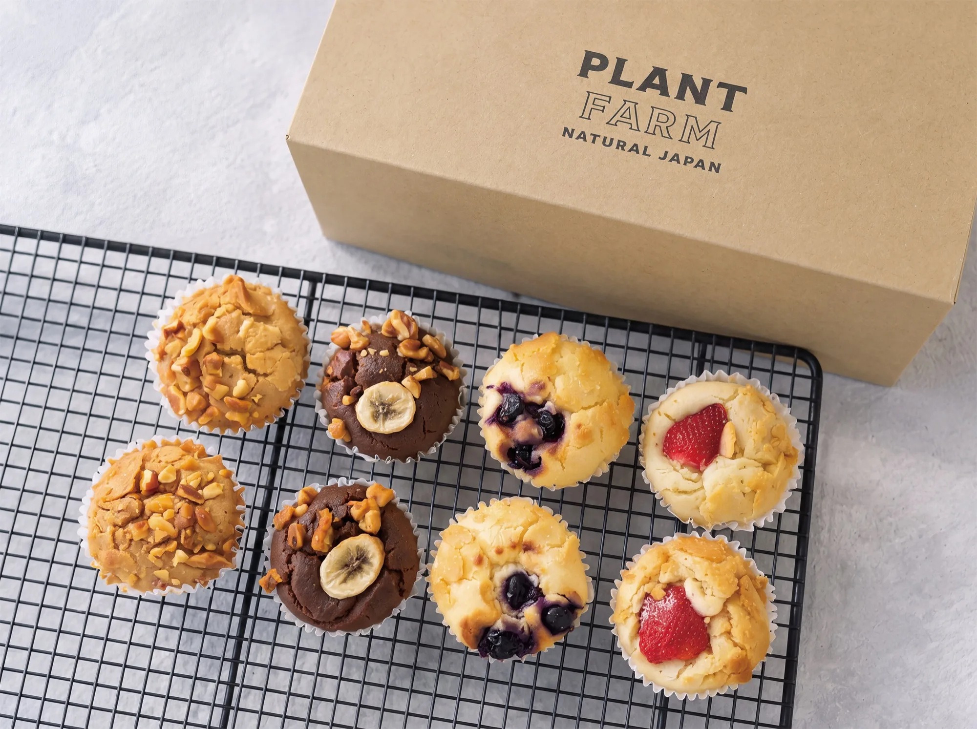 マフィン ー アソートセット:4種のマフィン8個とPLANT FARMのギフトボックス