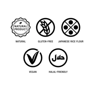Natural, gluten-free, Japanese rice flour, vegan and halal-friendly